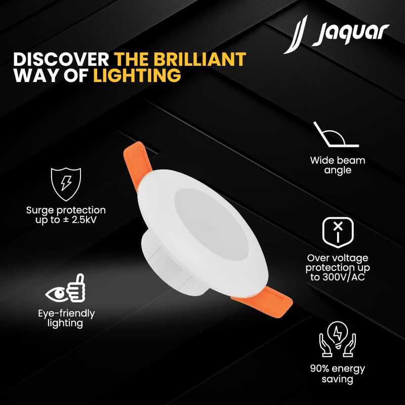 Jaquar 15 W Pearl Plus Round Downlight | Junction Box LED Downlight | Mood Light for False Ceiling | 45 Cut Out | Pink 140x65(DXH)(Pack 4) - Image 2