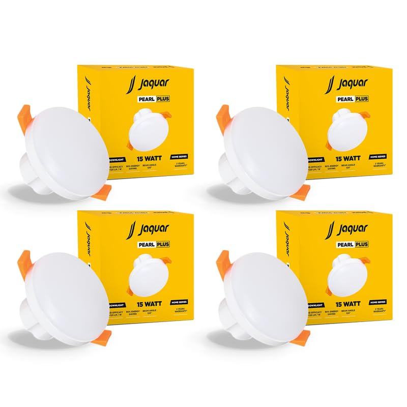 Jaquar 15 W Pearl Plus Round Downlight | Junction Box LED Downlight | Mood Light for False Ceiling | 45 Cut Out | Pink 140x65(DXH)(Pack 4) - Image 1