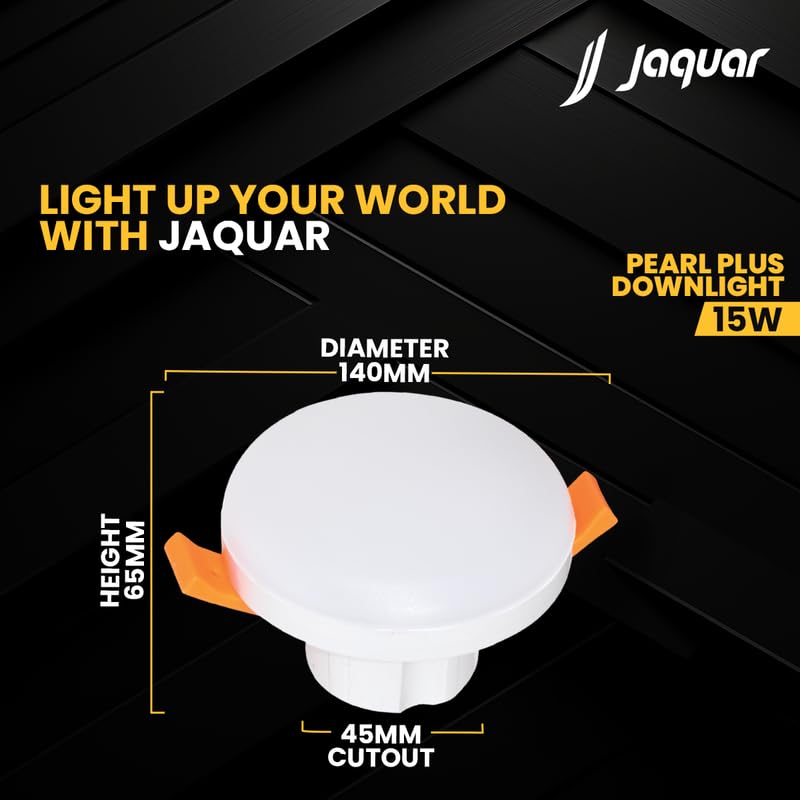 Jaquar 15 W Pearl Plus Round Downlight | Junction Box LED Downlight | Mood Light for False Ceiling | 45 Cut Out | Pink 140x65(DXH)(Pack 4) - Image 3