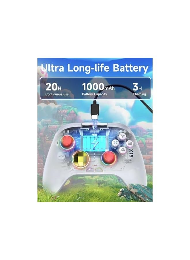 PROMASS Wireless Controller Gamepad,Gaming Controller for PC/Android/for Steam/for Switch/for iOS with Hall Sticks, RGB Lighting, 2.4G Bluetooth, Anti-Drift Design - Image 3