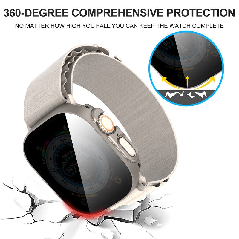 Suoman 3-Pack for Apple Watch Ultra 3/2/1 49mm Privacy Screen Protector Case, [Anti-Peeping] Ultra-Thin Tempered Glass Case Cover for iWatch Ultra 49mm 3/2/1 - Image 4