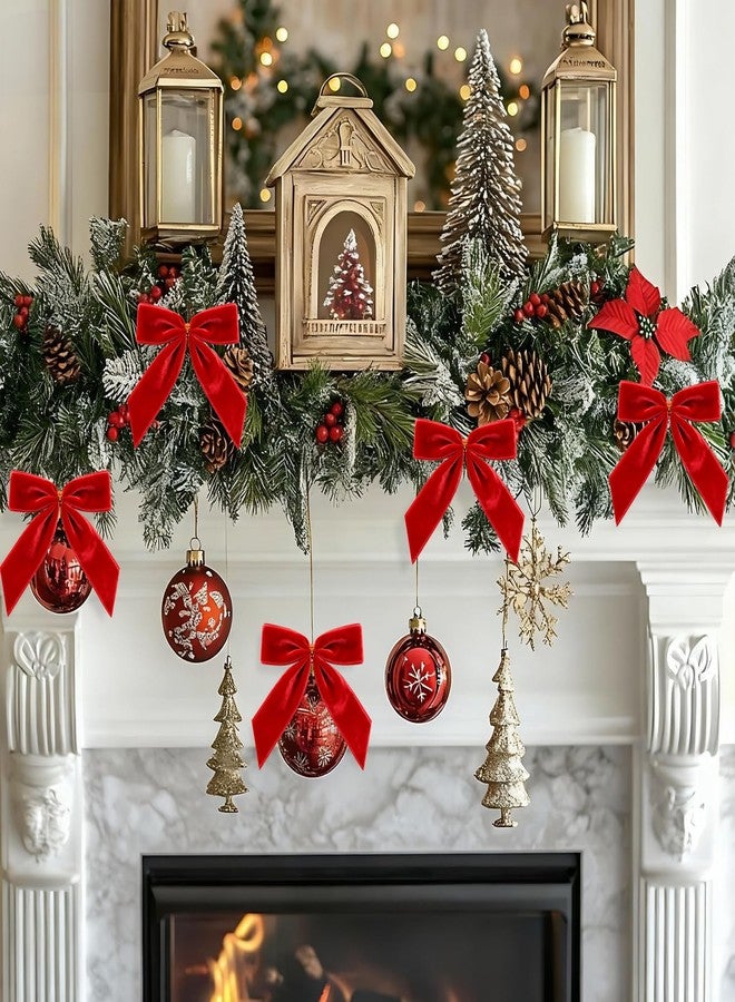 Artmag 24 Pcs Velvet Christmas Bows for Christmas Decoration, Wreath, Garland, Gift Wrapping, Wedding, Party, Twist Tie Bows for Home Decor (Width of 1", 3.5 x 3.5 inch, Red - Image 3