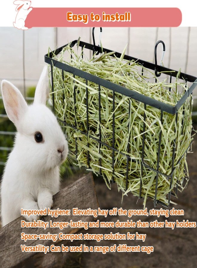 RAYFARMO 2PCS Rabbit Hay Feeder,Bunny Hay Feeder Rack with Metal Frame for Guinea Pig Chinchilla,Large Heavy-Duty Hay Holder Feeders for Rabbits Guinea Pigs, Small Animal Cage Accessories - Image 5