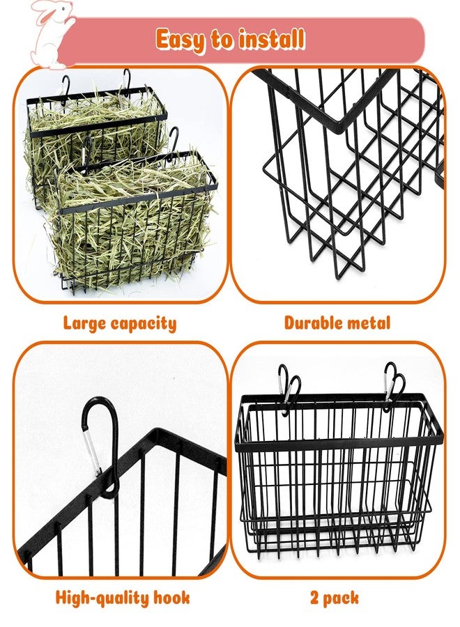 RAYFARMO 2PCS Rabbit Hay Feeder,Bunny Hay Feeder Rack with Metal Frame for Guinea Pig Chinchilla,Large Heavy-Duty Hay Holder Feeders for Rabbits Guinea Pigs, Small Animal Cage Accessories - Image 3
