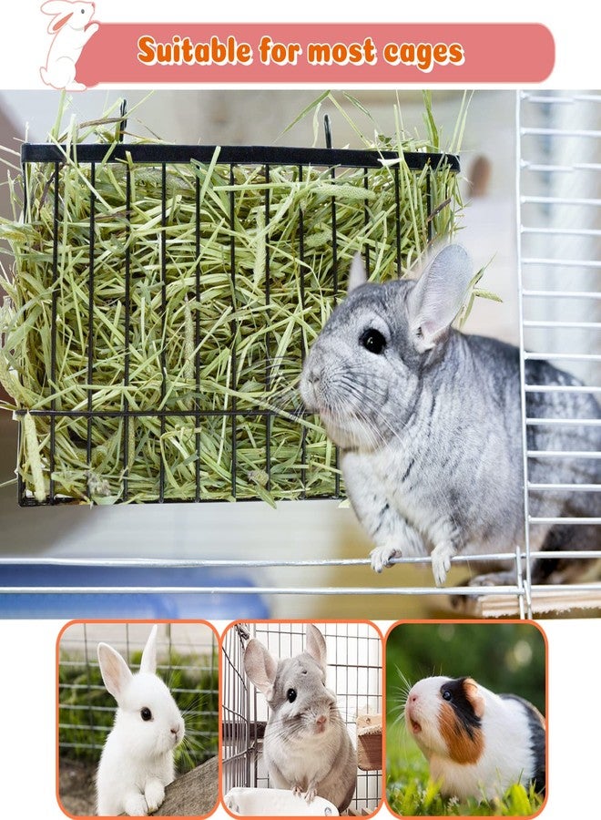 RAYFARMO 2PCS Rabbit Hay Feeder,Bunny Hay Feeder Rack with Metal Frame for Guinea Pig Chinchilla,Large Heavy-Duty Hay Holder Feeders for Rabbits Guinea Pigs, Small Animal Cage Accessories - Image 4