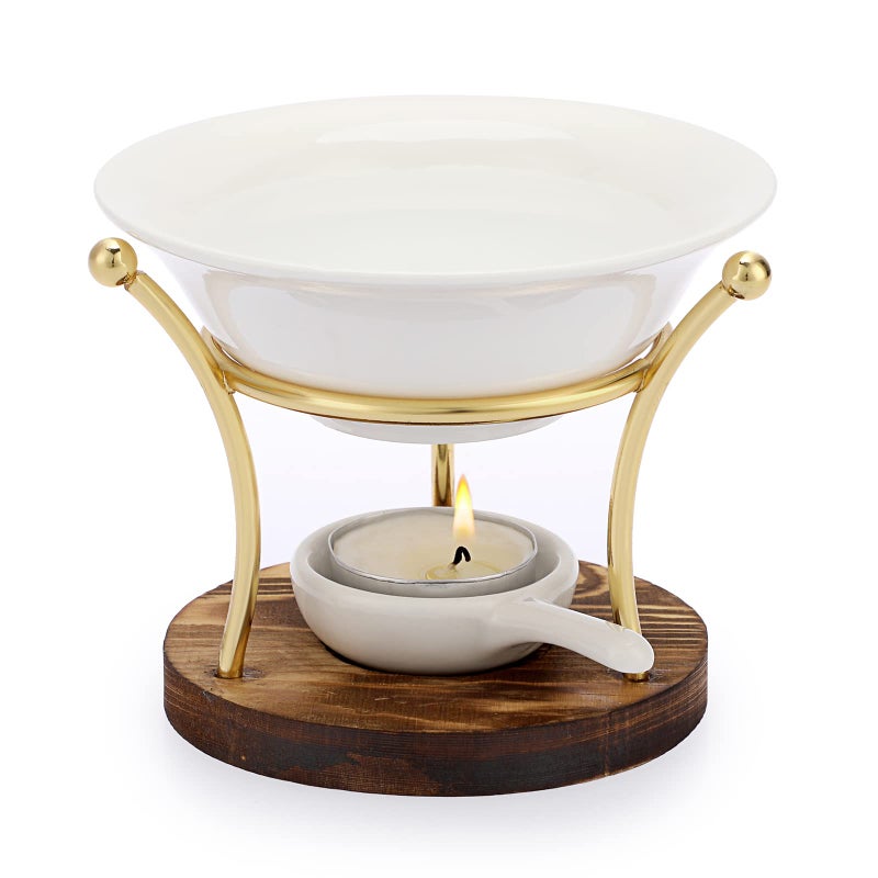 JUXYES Romantic Ceramic Tealight Wax Melt Warmer Non Elecric Essential Oil Warmer Candle Fragrance Warmer Aromatherapy Wax Candle Tart Burner Warmer Diffuser for Home Decoration