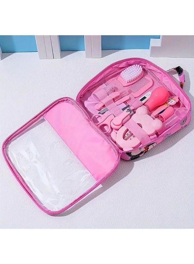 13-Piece Baby Multifunctional Care Set With Storage Bag, Pink - Image 1