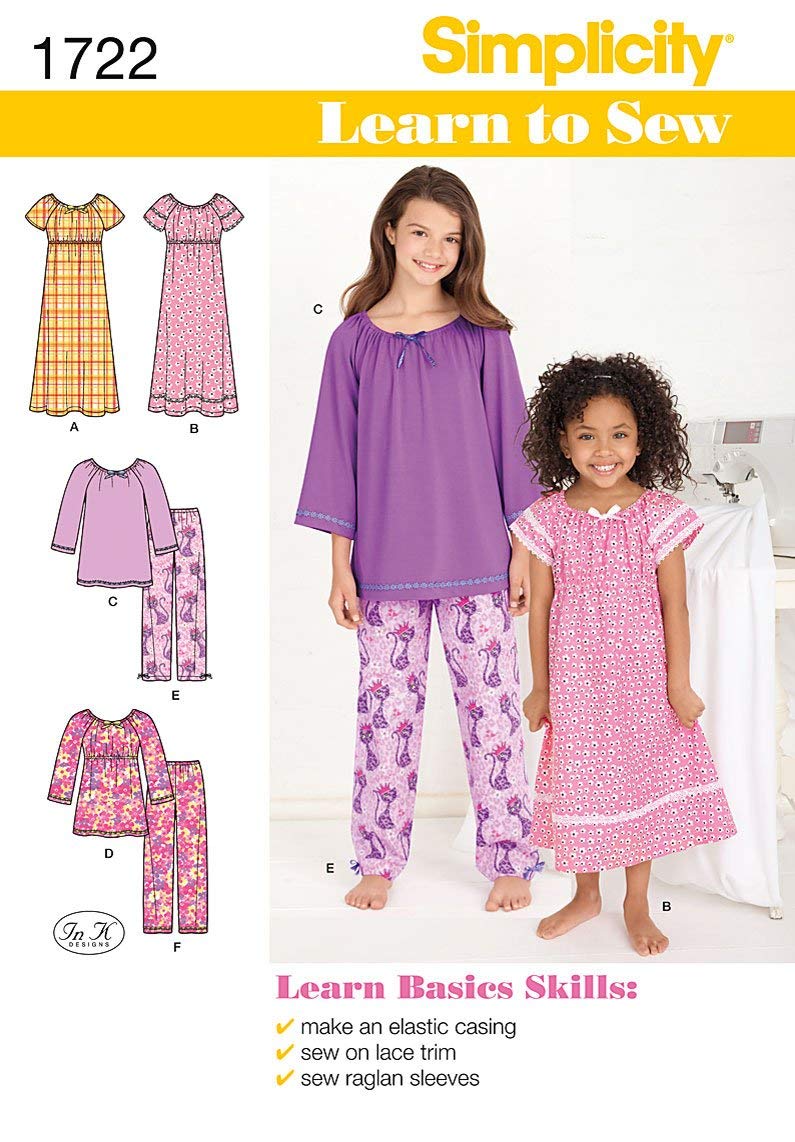 Simplicity 1722 Learn to Sew Girl's Pajama Sewing Patterns, Sizes 7-14 - Image 4