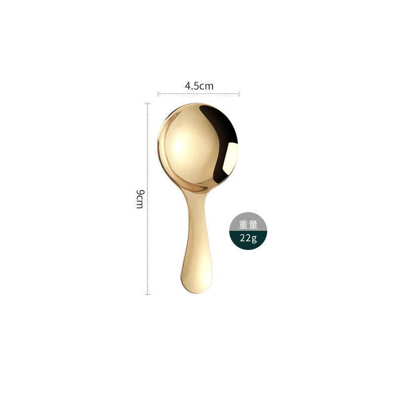 304 Stainless Steel Short Handle Round Head Spoon Creative Ice Cream Dessert Spoon Tea Spoon Children Spoon Milk Spoon Spoon Round Spoon304 round spoon [gold]] 304 round spoon [gold]] 