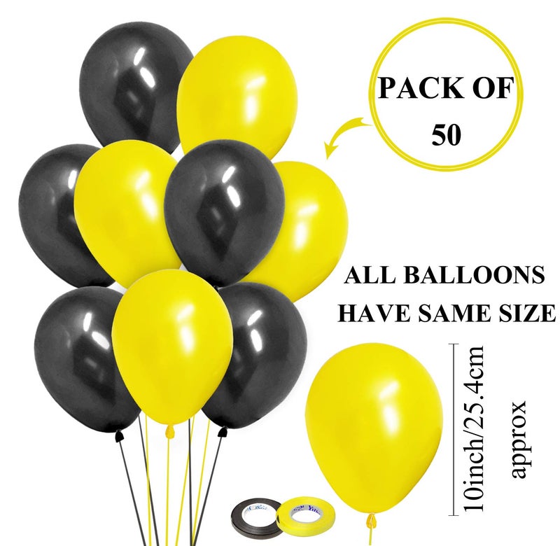 AMFIN® 10 Inch Latex Balloon Black & Yellow for Birthday Decoration Items Baby Shower Props for Decorations Anniversary Decoration Items - Image 4