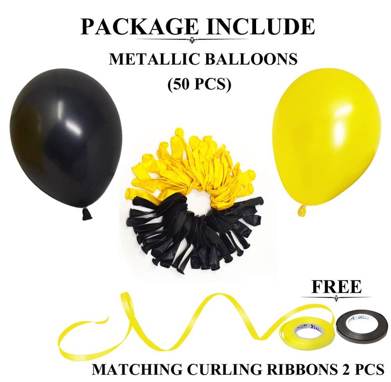 AMFIN® 10 Inch Latex Balloon Black & Yellow for Birthday Decoration Items Baby Shower Props for Decorations Anniversary Decoration Items - Image 3