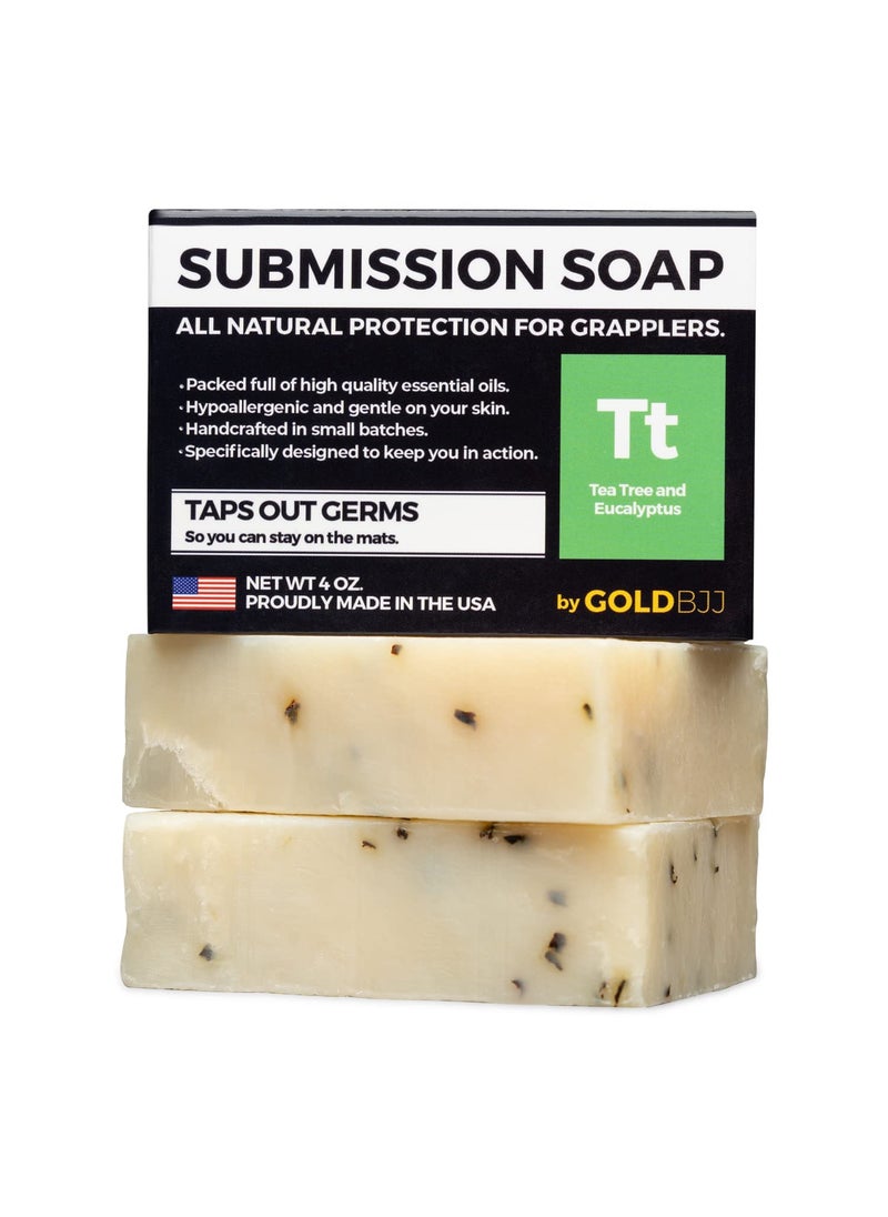 Gold BJJ - Premium Tea Tree Oil Soap  USA Made Bar Soap for BJJ Jiu Jitsu Wrestling and Grappling 2Pack of 4 Ounce Soap Bars Classic Tea Tree - Image 1