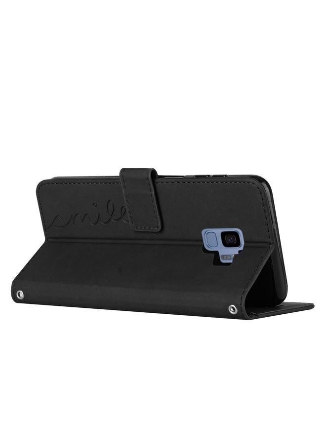 S-TOP Case For Samsung Galaxy S9 Skin Feel Heart Pattern Leather Phone Case With Lanyard - Image 3