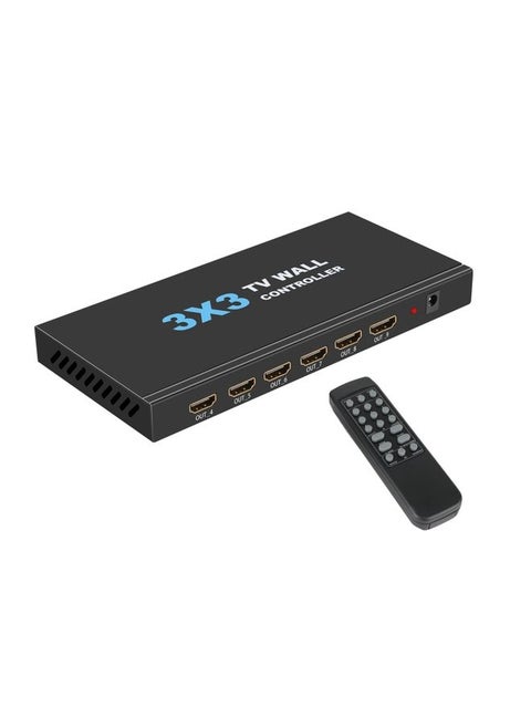 NK-330 3x3 4K 9 Screen HDMI DVI TV Video Wall Controller Splitter Multi Video Screen Processor Splicer, Plug Type:US Plug(Black)