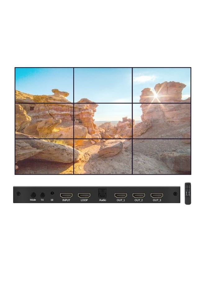 Generic - NK-330 3x3 4K 9 Screen HDMI DVI TV Video Wall Controller Splitter Multi Video Screen Processor Splicer, Plug Type:US Plug(Black) - Image 1