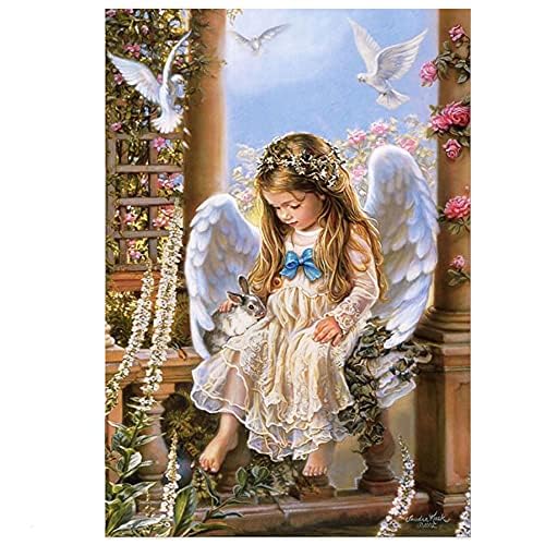 DIAMOND CRAFTZ DIY 5D Diamond Painting by Number Kits Full Drill Rhinestone Embroidery Cross Stitch Pictures Arts Craft for Home Wall Decor Little Angel118x158In