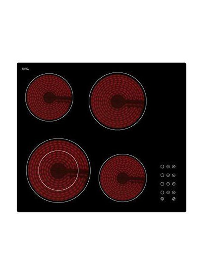 Electric 4-Burner Ceramic Hob Schott Glass 9 Stage Power Sensor Touch Auto Safety Switch 60 cm MCHF645 Black/Red