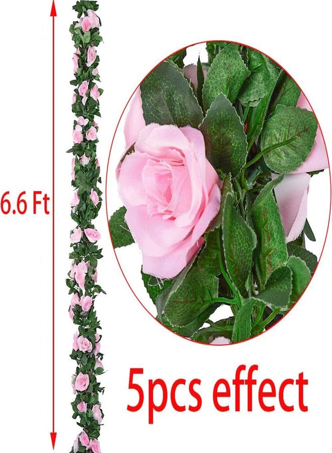 Antspirit 5pack Flower Garland Artificial Fake Rose Garland Vine Artificial Flowers for Decoration Floral Garlands Decor-Total 41 Ft (Pink) - Image 5