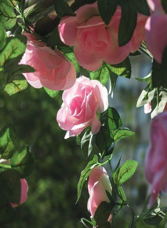 Antspirit 5pack Flower Garland Artificial Fake Rose Garland Vine Artificial Flowers for Decoration Floral Garlands Decor-Total 41 Ft (Pink) - Image 3