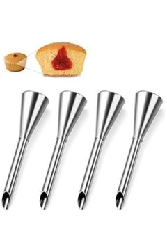 Mmmon 4PCS Cream Icing Piping Nozzle Tip,Stainless Steel Long Puff Nozzle Tip Cream Filler Filling Cupcakes Doughnuts Pastry Tool  - Image 1