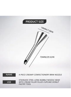 Mmmon 4PCS Cream Icing Piping Nozzle Tip,Stainless Steel Long Puff Nozzle Tip Cream Filler Filling Cupcakes Doughnuts Pastry Tool  - Image 2