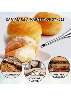 Mmmon 4PCS Cream Icing Piping Nozzle Tip,Stainless Steel Long Puff Nozzle Tip Cream Filler Filling Cupcakes Doughnuts Pastry Tool  - Image 3