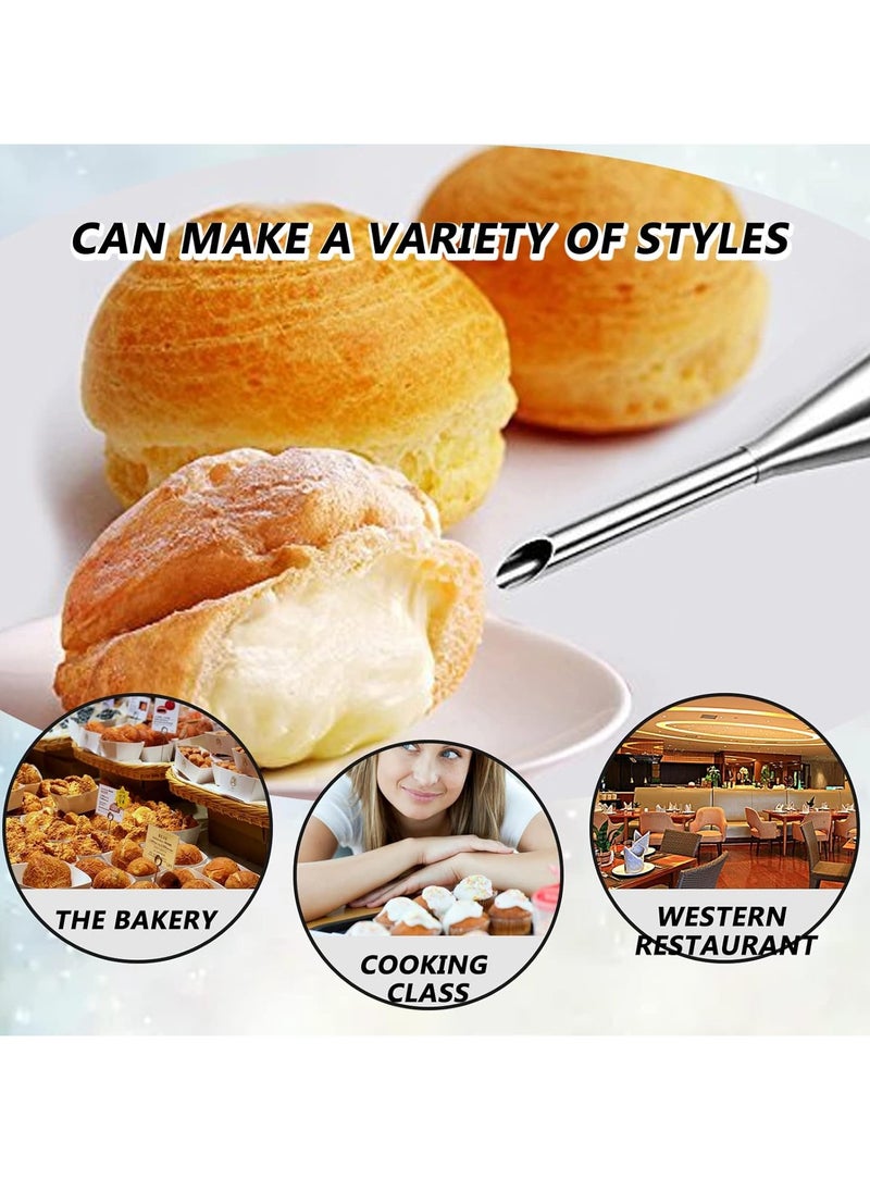 Mmmon - 4PCS Cream Icing Piping Nozzle Tip,Stainless Steel Long Puff Nozzle Tip Cream Filler Filling Cupcakes Doughnuts Pastry Tool - Image 1