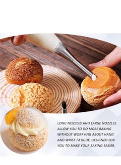 Mmmon 4PCS Cream Icing Piping Nozzle Tip,Stainless Steel Long Puff Nozzle Tip Cream Filler Filling Cupcakes Doughnuts Pastry Tool  - Image 5