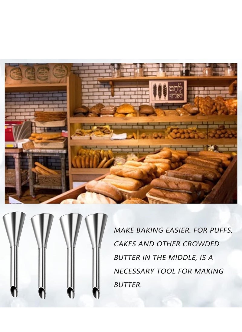 Mmmon - 4PCS Cream Icing Piping Nozzle Tip,Stainless Steel Long Puff Nozzle Tip Cream Filler Filling Cupcakes Doughnuts Pastry Tool - Image 1