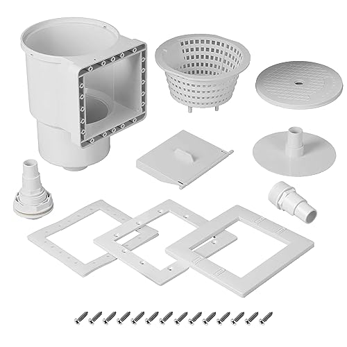 TonGass (Complete Set Universal Fit Above Ground Pool Skimmers (White) Pool Skimmer Accessory Kit ABS Plastic Thru-Wall Skimmer with Accessories Opening Width 6" Fits All Standard Pools Wall Cutouts - Image 1