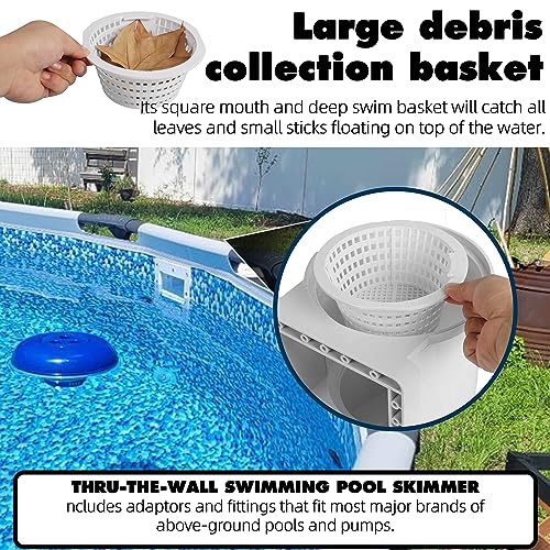 TonGass (Complete Set Universal Fit Above Ground Pool Skimmers (White) Pool Skimmer Accessory Kit ABS Plastic Thru-Wall Skimmer with Accessories Opening Width 6" Fits All Standard Pools Wall Cutouts - Image 3