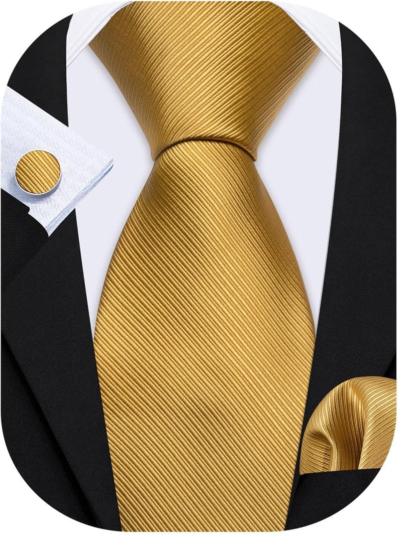 Barry.Wang Store Men Tie Set Floral Paisley Silk Necktie Pocket Square Cufflinks Formal Wedding Party Business - Image 1