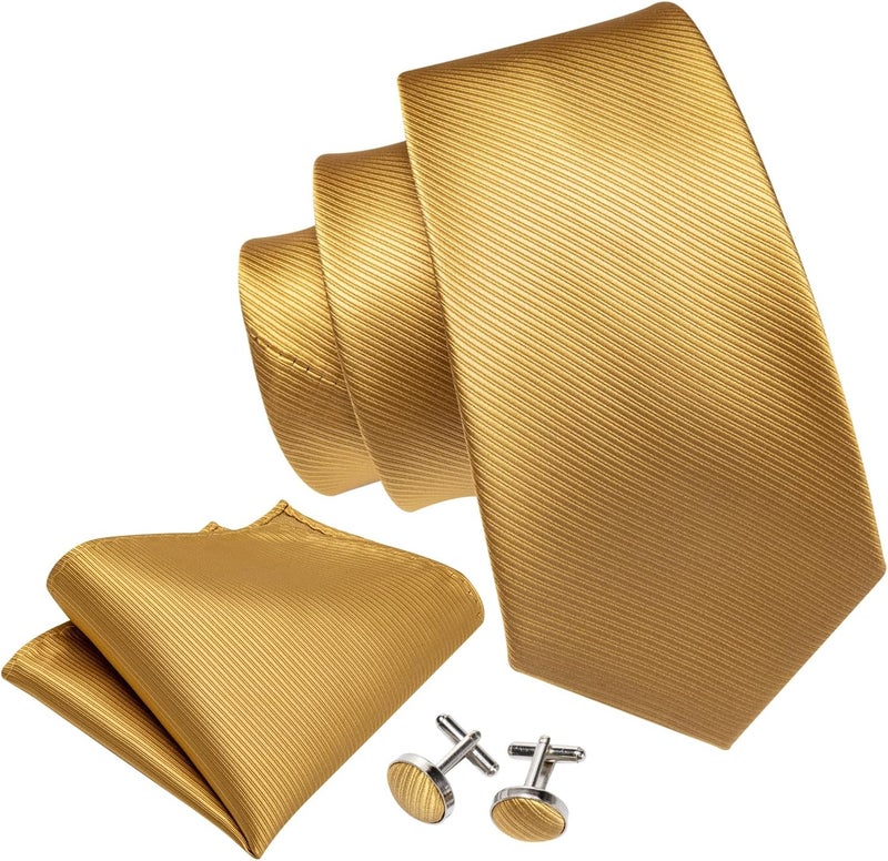 Barry.Wang Store Men Tie Set Floral Paisley Silk Necktie Pocket Square Cufflinks Formal Wedding Party Business - Image 2