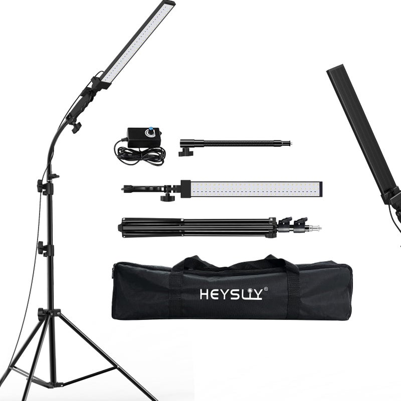 Heysliy LED video Light, Photography Studio Lighting with 360°Adjustable Angle 2M Adjustable Light Stand Dimmable Brightness for Youtube Video Filming - Image 1