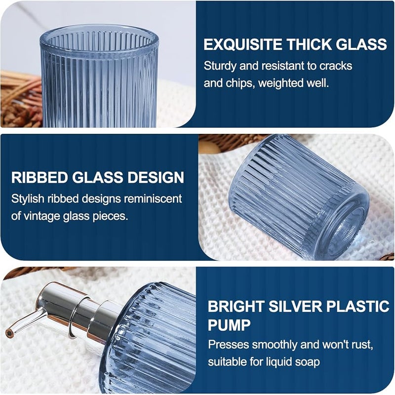 Kasunting Blue Bathroom Accessories 5 Pcs, Glass Bathroom Accessory Set, Vintage Blue Bathroom Set, Royal Soap Dispenser and Toothbrush Holder Set, Qtip Holder, Small Flower Vase, Modern Bathroom Decor - Image 4