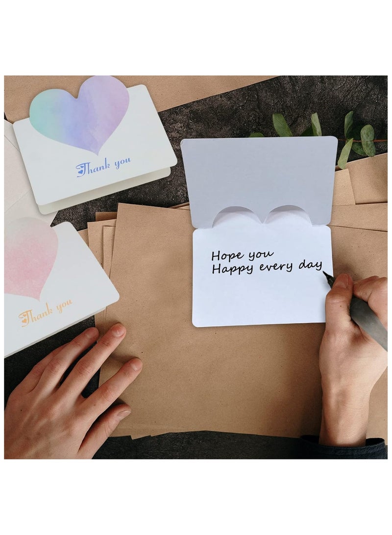 SOLARAE 60 Pcs Heart Thank You Cards Valentine's Greeting Gift Cards Colorful Heart Blank Cards Romantic and Sweet Greeting Card Perfect for Wedding Graduation Valentine's Day - Image 3