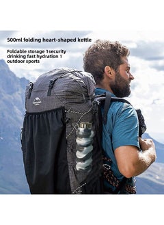 Generic Cross-border Creative Heart-shaped Silicone Folding Water Cup Portable Mountaineering Outdoor Camping Telescopic Sports Kettle 500ML-Color:Round Dark Blue-Capacity:500ml Box Packaging  - Image 3