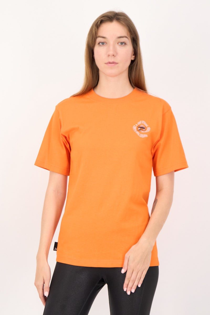 PUMA Women Relaxed Fit Short Sleeves Outdoor T-Shirt, Orange - Image 1