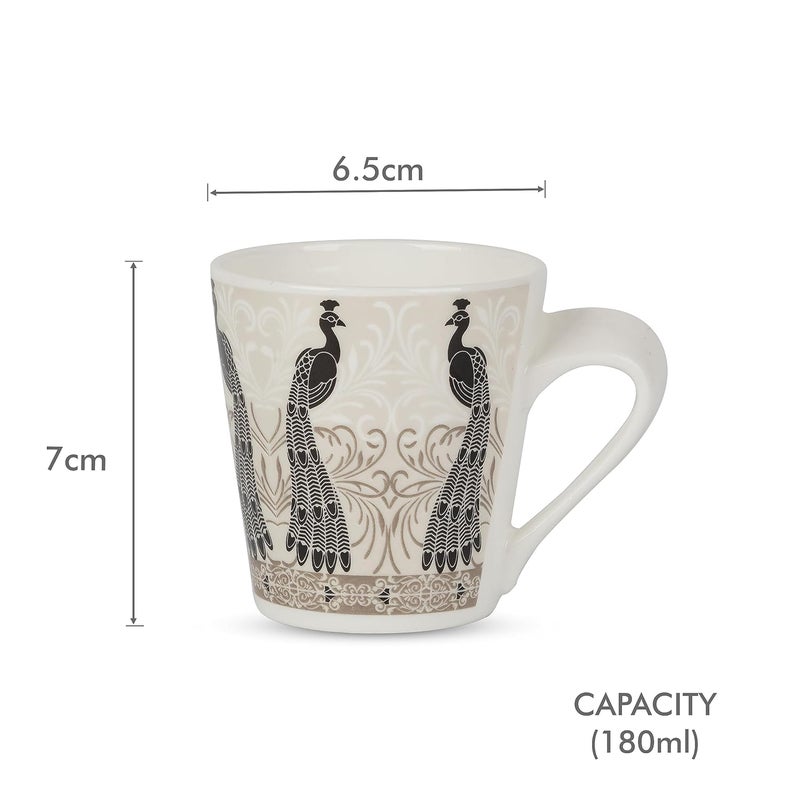 TAGROCK Bone China Tea Cups Set of 6 Peacock Design Durable and Lead Free Cups Set of 6 Design 2 - Image 4