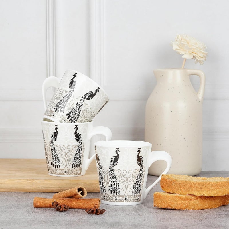 TAGROCK Bone China Tea Cups Set of 6 Peacock Design Durable and Lead Free Cups Set of 6 Design 2 - Image 5