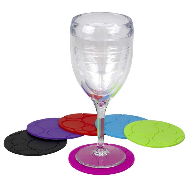 Home Basics Non-Slip Round Multicolor Silicone Coasters by Home Basics | Set of 6 | Heat Resistant | Indoor and Outdoor Coffee Table, Kitchen, Bar, Office Table Top Protection - Image 4