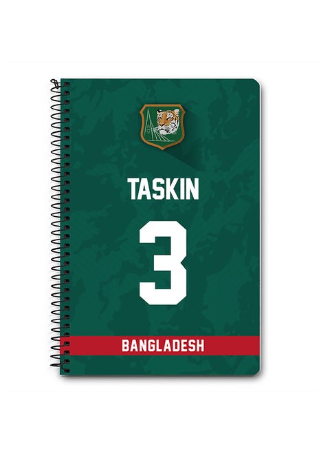 Designer A5 Spiral Notebook Memo Notepad Journal Player - Taskin Ahmed, Jersey Number -3 (With Logo)