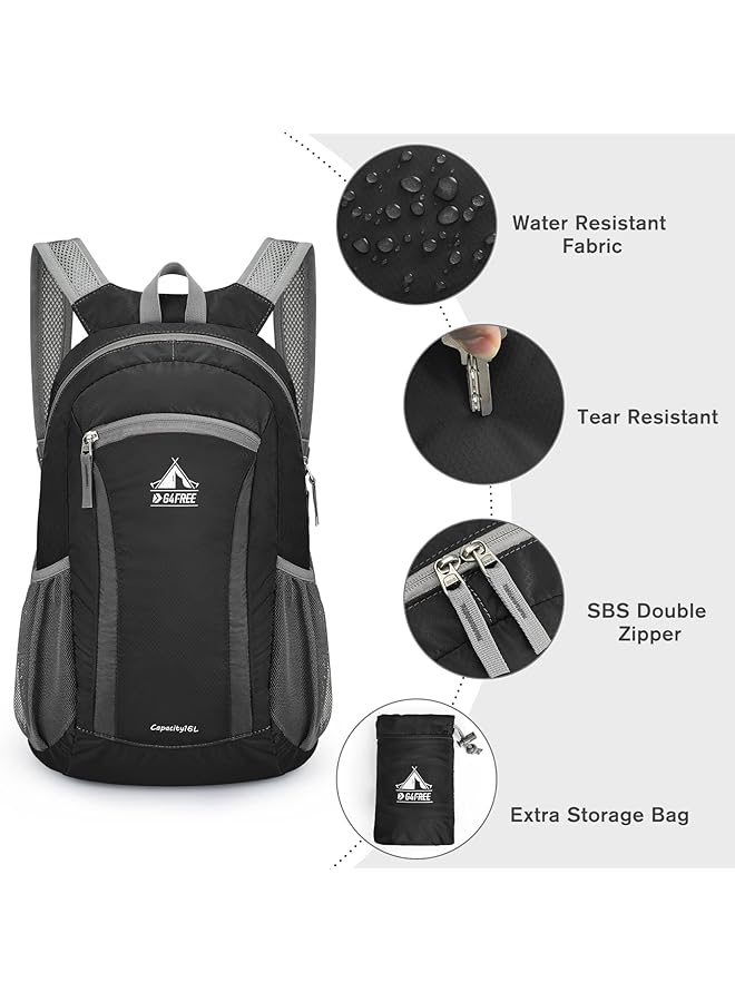 G4Free 16L Small Hiking Daypack Water Resistant Lightweight Packable Backpack for Travel Camping Outdoor - Image 4