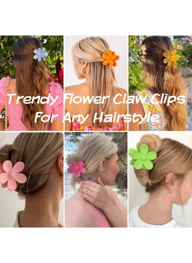 Messen 12 Pieces Flower Claw Clips Large Jaw Clips for Women Girls Thick Hair 12 Colors Matte Big Clips Non Slip Strong Hold Hair Catch Clamps Barrettes Headwear Accessories for Thin Hair  - Image 4