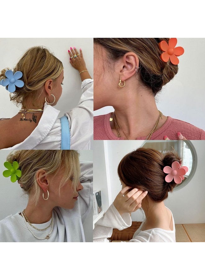 Messen 12 Pieces Flower Claw Clips Large Jaw Clips for Women Girls Thick Hair 12 Colors Matte Big Clips Non Slip Strong Hold Hair Catch Clamps Barrettes Headwear Accessories for Thin Hair  - Image 5