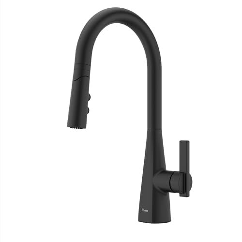 Pfister Exemplar Kitchen Faucet with Pull Down Sprayer Single Handle High Arc Matte Black Kitchen Sink Faucet NSF Certified Spot Defense Finish 1 or 3 Hole F5297EPSDB - Image 1