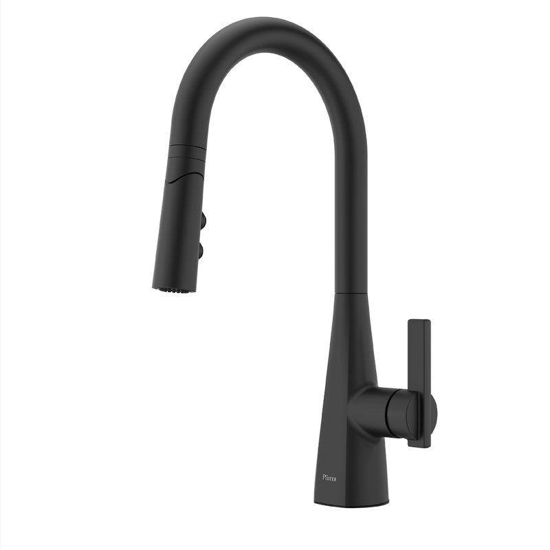 Pfister Exemplar Kitchen Faucet with Pull Down Sprayer Single Handle High Arc Matte Black Kitchen Sink Faucet NSF Certified Spot Defense Finish 1 or 3 Hole F5297EPSDB - Image 2