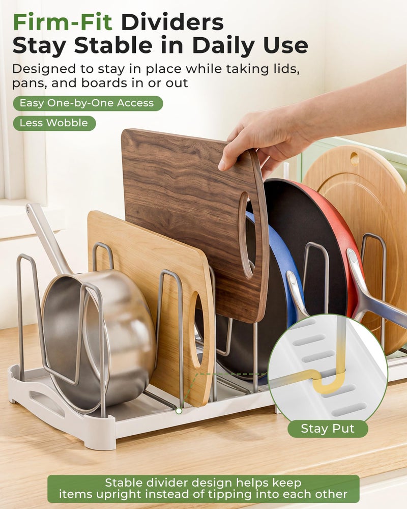 EVERIE Adjustable Bakeware Organizer Pot Lid Holder Rack for Pots, Cake Molds, Cutting Boards, Mats, Cookware, GS02SS, 7.7'' Deep by 12.6'' to 21.5'' Wide - Image 4