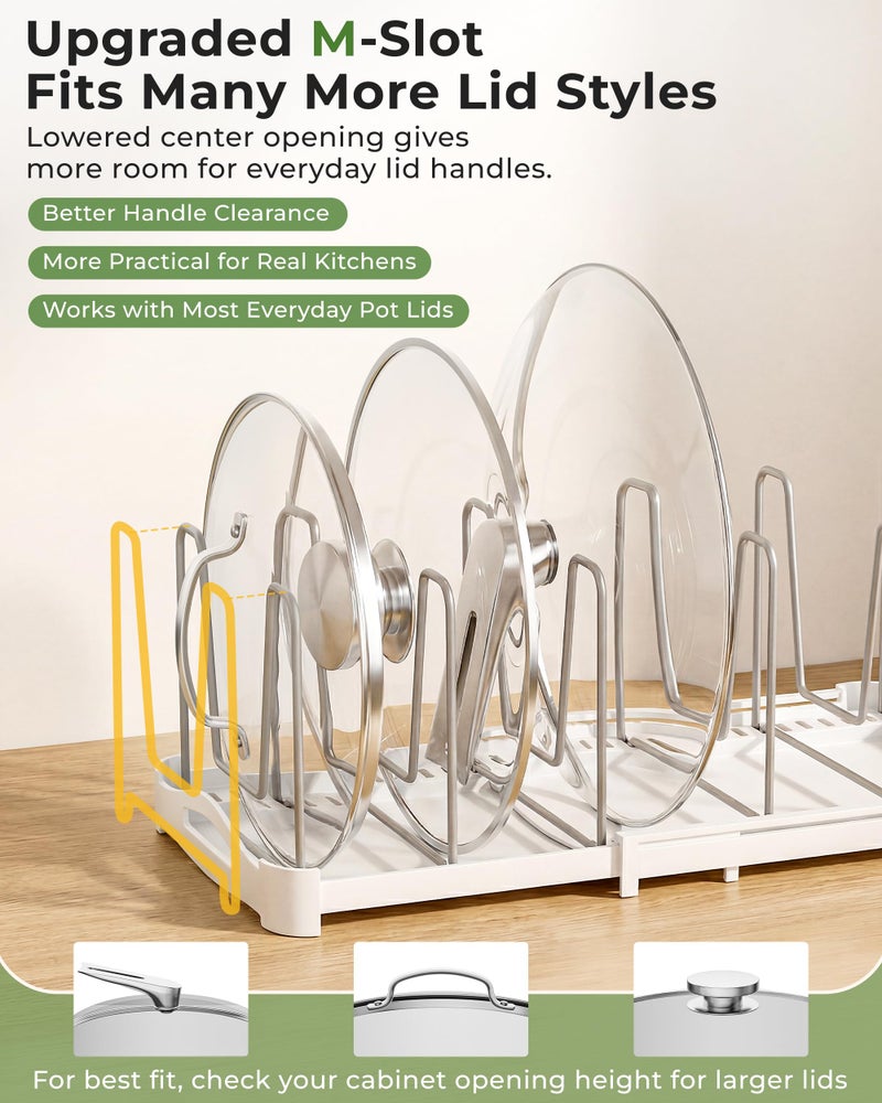 EVERIE Adjustable Bakeware Organizer Pot Lid Holder Rack for Pots, Cake Molds, Cutting Boards, Mats, Cookware, GS02SS, 7.7'' Deep by 12.6'' to 21.5'' Wide - Image 3
