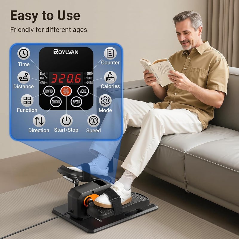 Roylvan Under Desk Elliptical Exercise Machine, Electric & Portable Ellipse Leg Exerciser, Quiet Seated Pedal Elliptical for Seniors Adult with Remoter, 12 Adjustable Speeds, 2 Modes for Home Office - Image 4